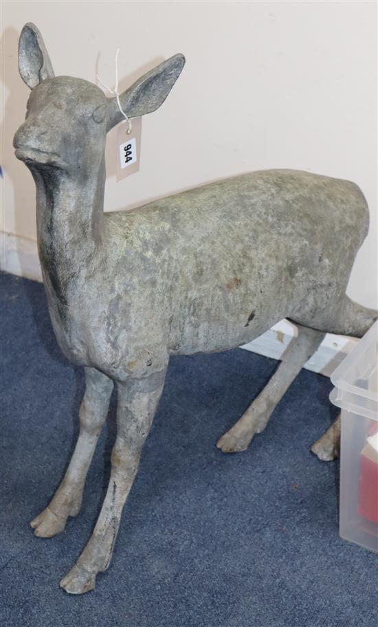 A lead garden statue of a fawn H.67cm